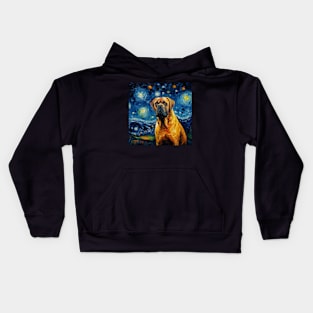 Boerboel dog painted in Van Gogh style Kids Hoodie